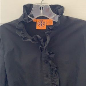 SALE Tory Burch black blouse with ruffles sz 6